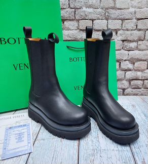 Кожаные чёрные ботинки bottega veneta (36-40)