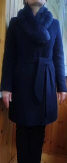 Зимнее пальто тёмно-синее женское (размер 48 рос.)