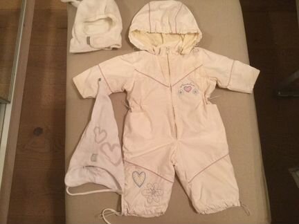 Комбинезон весна-осень размер 62-68+2 шапки