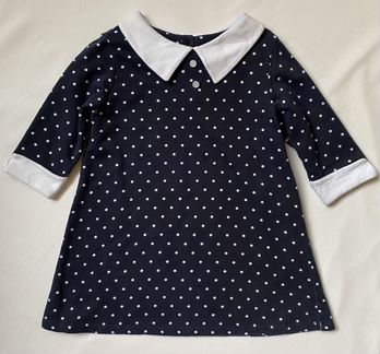 Платье синее в белый горошек, 104 см