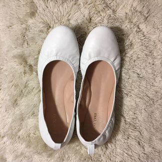 Женские белые балетки из мягкой натуральной кожи