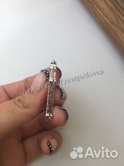 Новый золотой крест брилл 0.4 ct сапфиры