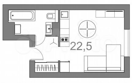 Квартира-студия, 22.5 м², 1/12 эт.
