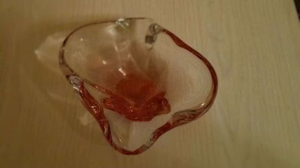 Пепельница СССР, чешское стекло, тяжёлая