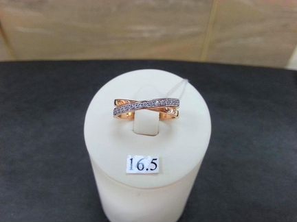 Золотое кольцо с Фианитами, 585, размер 16,5