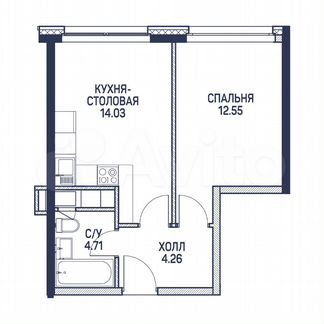 1-к апартаменты, 35.6 м², 18/22 эт.