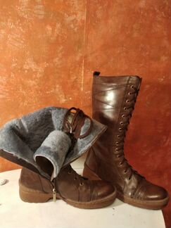 Сапоги зимние кожаные