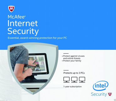 Антивирус McAfee Internet Security, 3 пк, 1 год