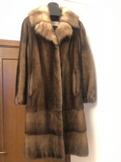 Шуба норковая с воротником соболь, размер 44
