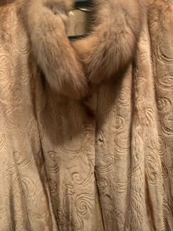 Шуба стриженная норка отделка соболь