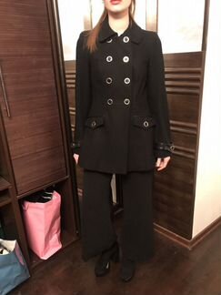 Пальто осень/весна чёрное Warehouse шерстяное 42 р