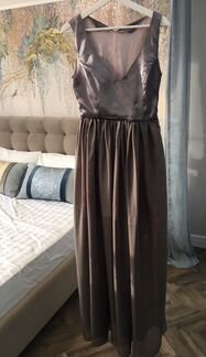 Платье серое в пол