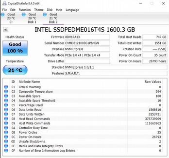 SSD Intel P3600 series 1.6Tb NVMe AIC PCIe card