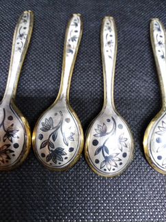 Серебро. Шесть кофейных ложек. Северная чернь