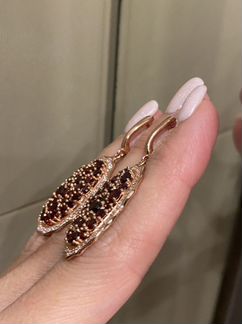 Серьги с натуральным гранатом