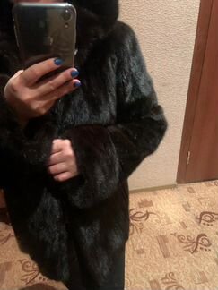 Норковая шуба с копюшоном