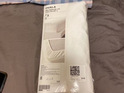Простынь на резинке IKEA односпальная, белая хлопо