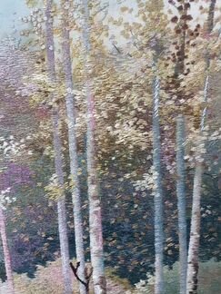 Картина вышивка шелком в резной раме