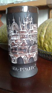 Керамическая пивная винтажная кружка прага