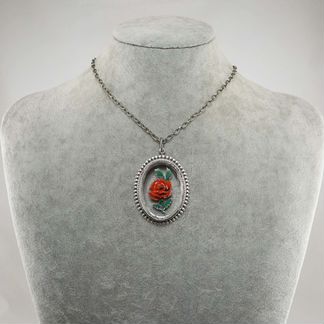 Инталия Красная Роза Винтажная стеклянная