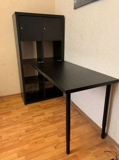 Стеллаж со столом IKEA kallax черный