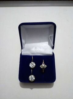 Серьги Кольцо Комплект Серебро СССР 875пробы