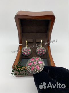 Эксклюзивные Серьги и Кольцо с рубинами