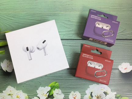 Наушники airpods pro + чехол Rose Red