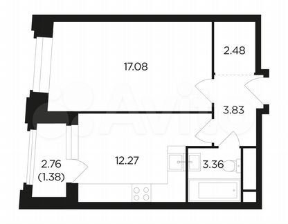 1-к квартира, 40.4 м², 2/27 эт.