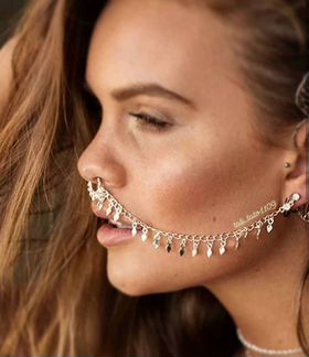 Клипса в нос кольцо в нос пирсинг сережка в нос по