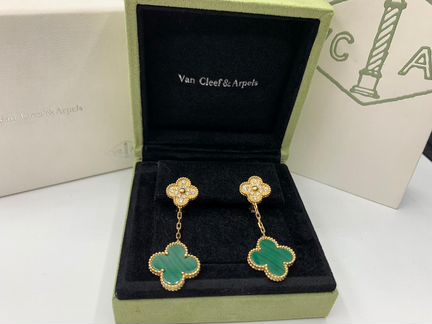 Серьги два мотива Alhambra Van Cleef and Alpes