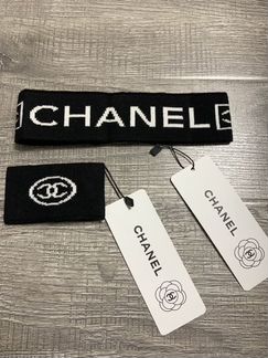 Chanel повязка и напульсник (чёрные)