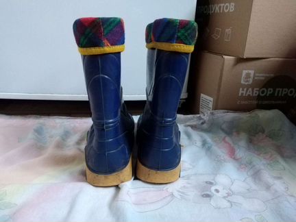 Детские резиновые сапоги, утеплённые 34-35р