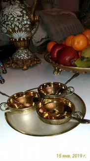 Сервиз кофейный мельхиор золочение 6юм мнц