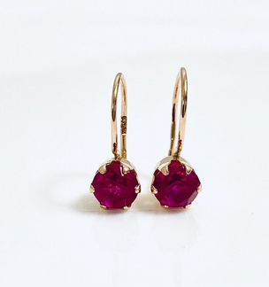 Золотые серьги с корундами 583 проба