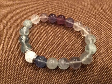 Браслет с натуральным камнем.Флюорит; Тигровый гла