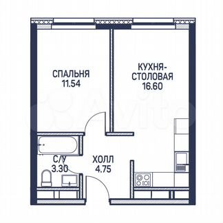 1-к квартира, 36.2 м², 15/22 эт.