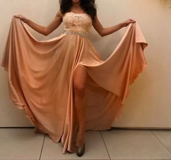 Платье Malina Fashion персик, бежевое 2999